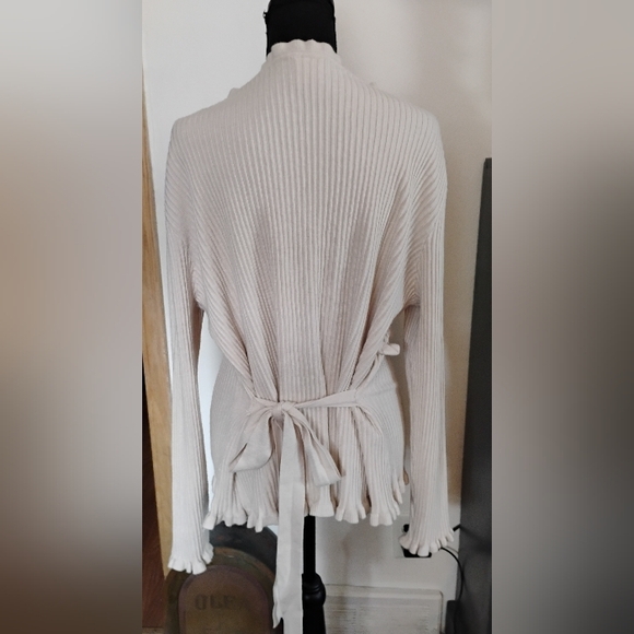Cream Ruffled V-Neck Sweater - Picture 4 of 6